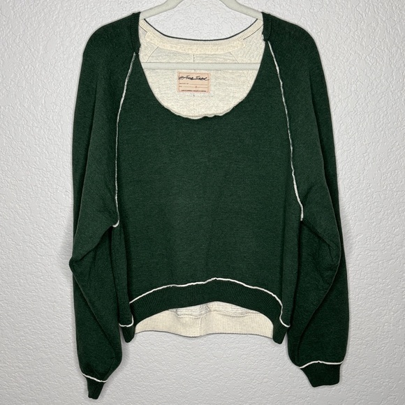 Free People We The Free Midnight Pullover Sweatshirt Pine Dark Green Size Small - Picture 2 of 11